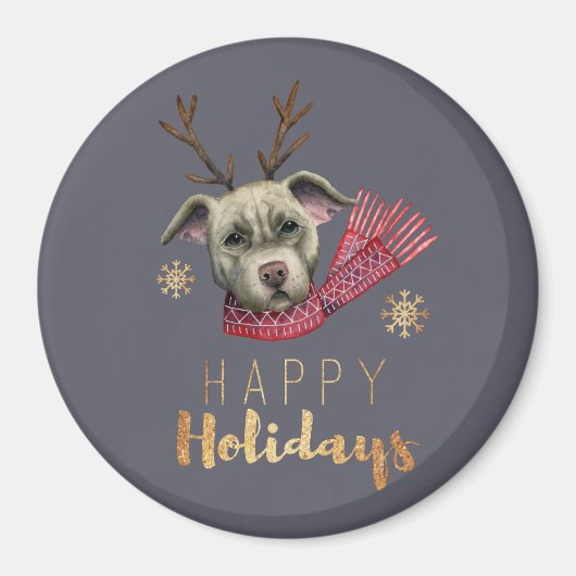 Weihnachtshund mit Antlers Aquarell Illustration Magnet (Vorne)