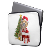 Weihnachtshund mit Baum Laptopschutzhülle (Vorderseite Links)