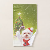 Weihnachtshund mit Candy Cane Badhandtuch Set (Handtuch)
