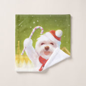 Weihnachtshund mit Candy Cane Badhandtuch Set (Waschlappen)