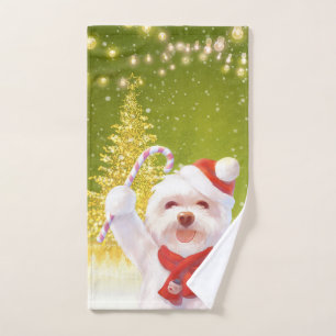 Weihnachtshund mit Candy Cane Handtuch