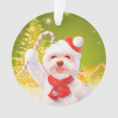 Weihnachtshund mit Candy Cane Ornament (Vorderseite)