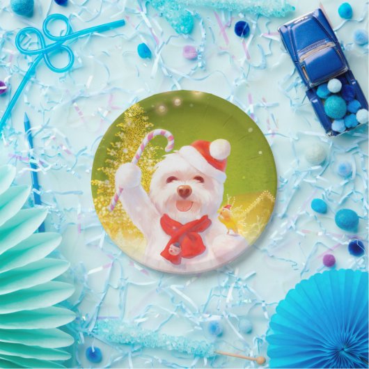 Weihnachtshund mit Candy Cane Pappteller (Party)