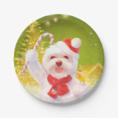 Weihnachtshund mit Candy Cane Pappteller (Vorderseite)