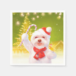 Weihnachtshund mit Candy Cane Serviette