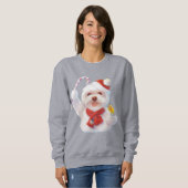 Weihnachtshund mit Candy Cane Sweatshirt (Vorne ganz)