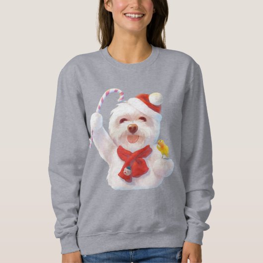 Weihnachtshund mit Candy Cane Sweatshirt (Vorderseite)