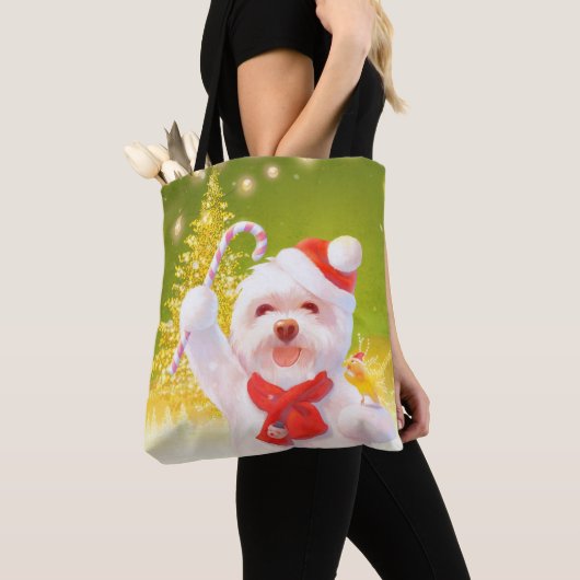 Weihnachtshund mit Candy Cane Tasche (Von Nahem)