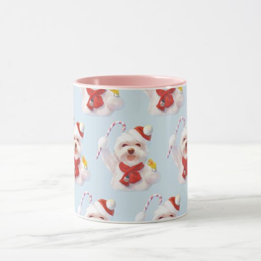 Weihnachtshund mit Candy Cane Tasse (Zentrum)