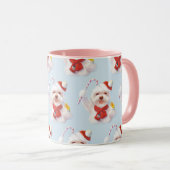 Weihnachtshund mit Candy Cane Tasse (VorderseiteRechts)