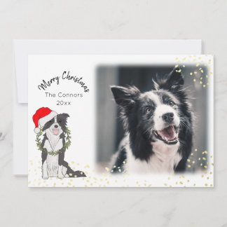 Weihnachtshund mit Foto Border Collie Feiertagskarte