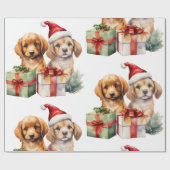 Weihnachtshund mit Geschenken Geschenkpapier (Flach)