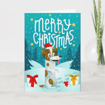 Weihnachtshund mit Geschenkkarte