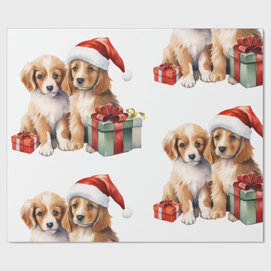 Weihnachtshund mit Geschenkpapier (Flach)