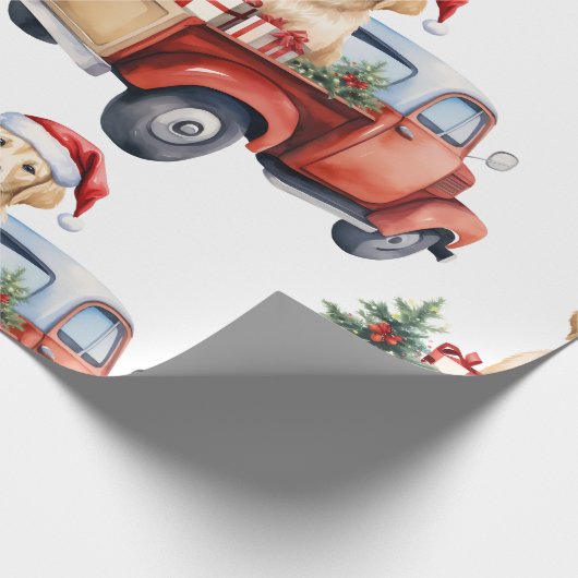Weihnachtshund mit Geschenkpapier (Ecke)