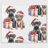 Weihnachtshund mit Geschenkpapier (Flach)