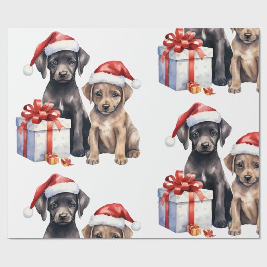 Weihnachtshund mit Geschenkpapier (Flach)