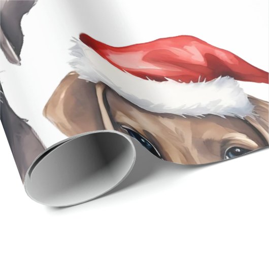 Weihnachtshund mit Geschenkpapier (Rolleneckpunkt)