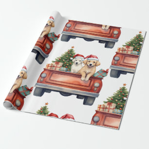 Weihnachtshund mit Geschenkpapier
