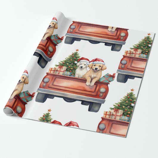 Weihnachtshund mit Geschenkpapier (Ungerollt)