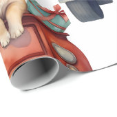 Weihnachtshund mit Geschenkpapier (Rolleneckpunkt)