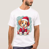 Weihnachtshund mit Kerzendesign! T-Shirt (Vorderseite)