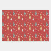 Weihnachtshund mit Weihnachtsmannmütze Haustier We Geschenkpapier Set (Vorderseite 3)