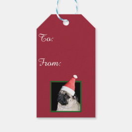 Weihnachtshund Mops Geschenkanhänger