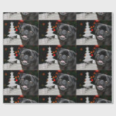 Weihnachtshund Mops Geschenkpapier (Flach)