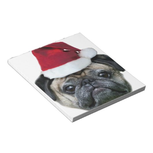 Weihnachtshund Mops Notizblock (angewinkelt)