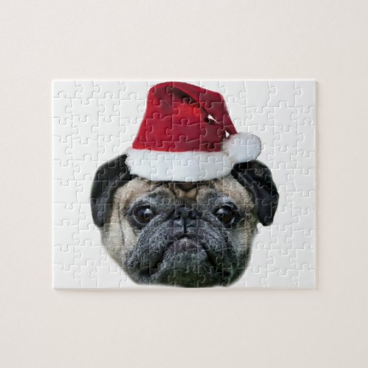 Weihnachtshund Mops Puzzle (Horizontal)