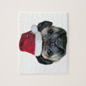 Weihnachtshund Mops Puzzle (Vertikal)