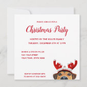 Weihnachtshund Niedlich Funny Reindeer Antler Head Einladung (Rückseite)