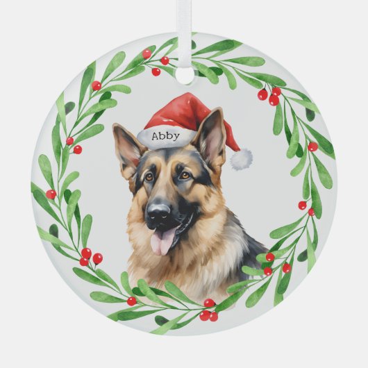 Weihnachtshund Ornament Aus Glas (Vorderseite)