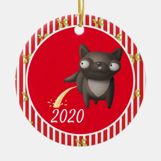 Weihnachtshund Peeing Covid Funny 2020 Keramik Ornament (Vorne)