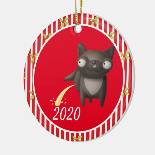 Weihnachtshund Peeing Covid Funny 2020 Keramik Ornament (Links)