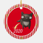 Weihnachtshund Peeing Covid Funny 2020 Keramik Ornament (Hinten)