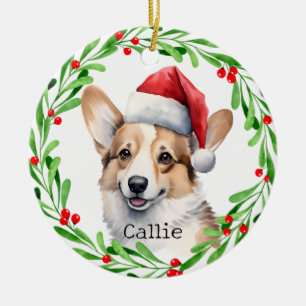 Weihnachtshund Pembroke Welsh Corgi Holidays Haust Keramik Ornament