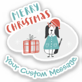 Weihnachtshund Personalisiert Aufkleber