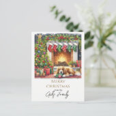 Weihnachtshund Personalisiert Postkarte (Stehend Vorderseite)