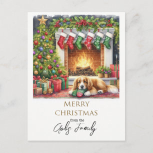 Weihnachtshund Personalisiert Postkarte