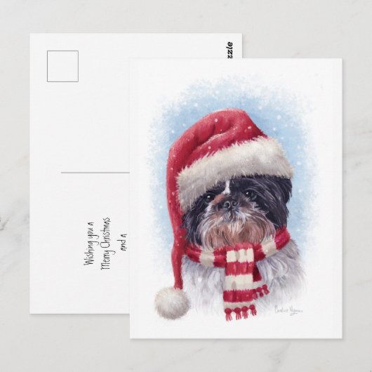 Weihnachtshund Postkarte (Vorne/Hinten)