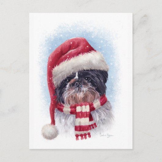 Weihnachtshund Postkarte (Vorderseite)