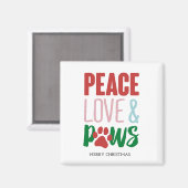 Weihnachtshund Puns Santa Dogs Peace Liebe und Paw Magnet (Vorderseite/Rückseite)