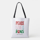 Weihnachtshund Puns Santa Dogs Peace Liebe und Paw Tasche (Rückseite)