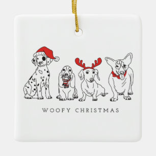 Weihnachtshund Puns Santa Dogs Woofy Weihnachten Keramikornament