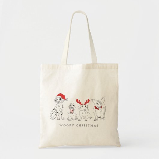 Weihnachtshund Puns Santa Dogs Woofy Weihnachten Tragetasche (Vorne)