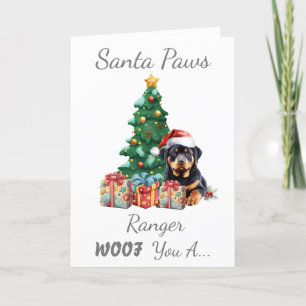 Weihnachtshund Rottweiler Feiertagskarte