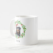 Weihnachtshund Rottweiler Weihnachtsmannmütze Urla Kaffeetasse (Vorderseite Links)