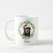 Weihnachtshund Rottweiler Weihnachtsmannmütze Urla Kaffeetasse (Links)
